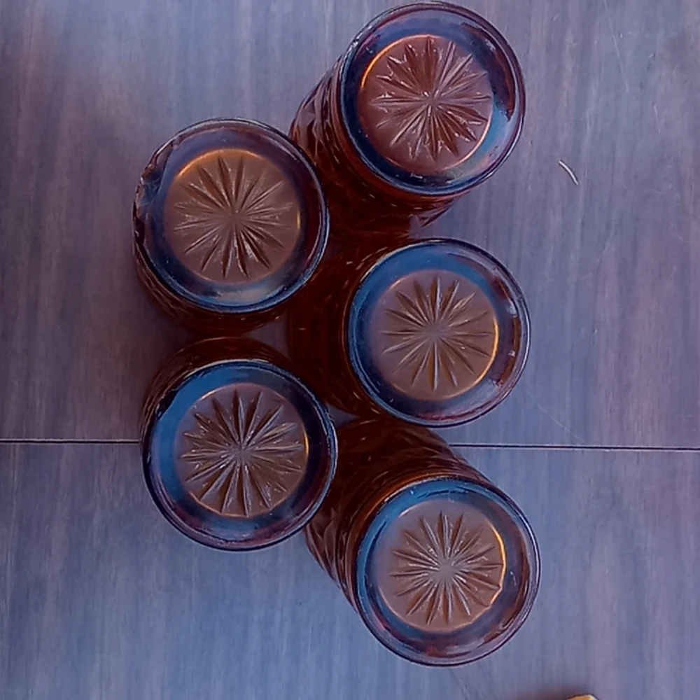 Antique Amber Glass Tumbler Set of Five - Picture 4 of 5